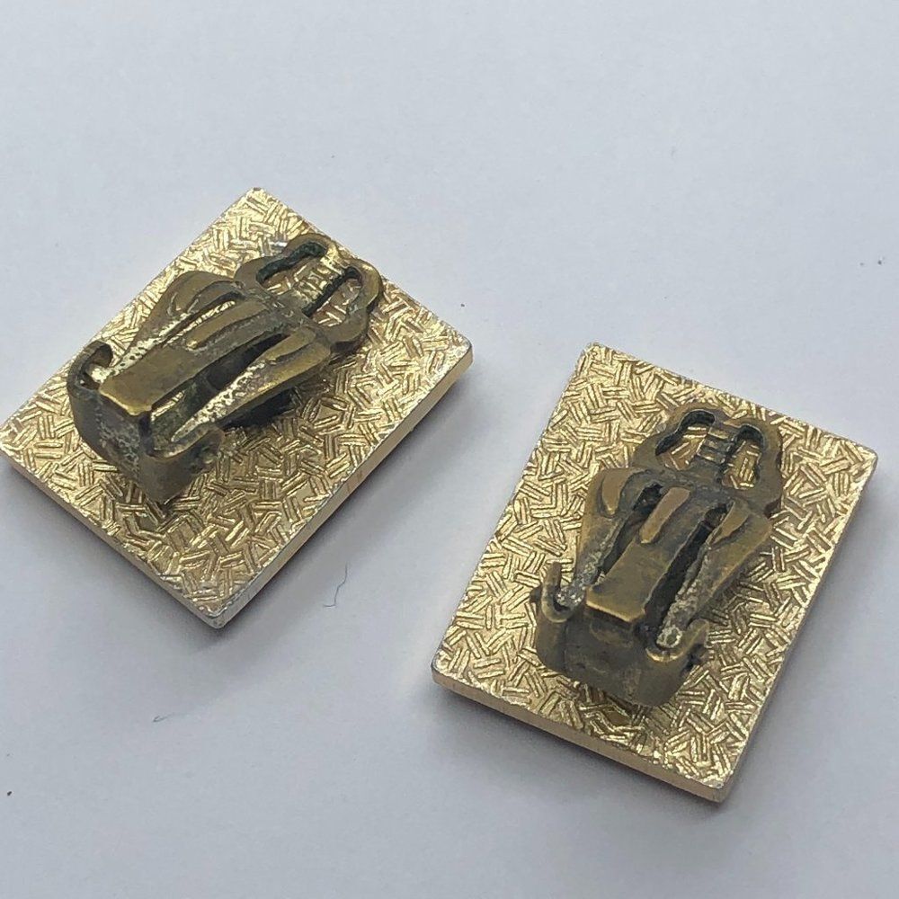 Pretty Vintage Rectangular Abalone Shell Clip On … - image 5